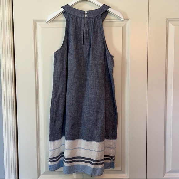 Artisan NY Dress Women's Sz S 100% Linen Blue Sleeveless Summer Cool Beach Coast - Picture 10 of 10